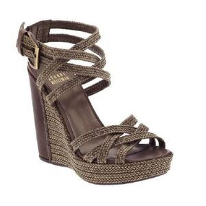Stuart Weitzman Womens 7.5 Wedge Sandals Shoes
